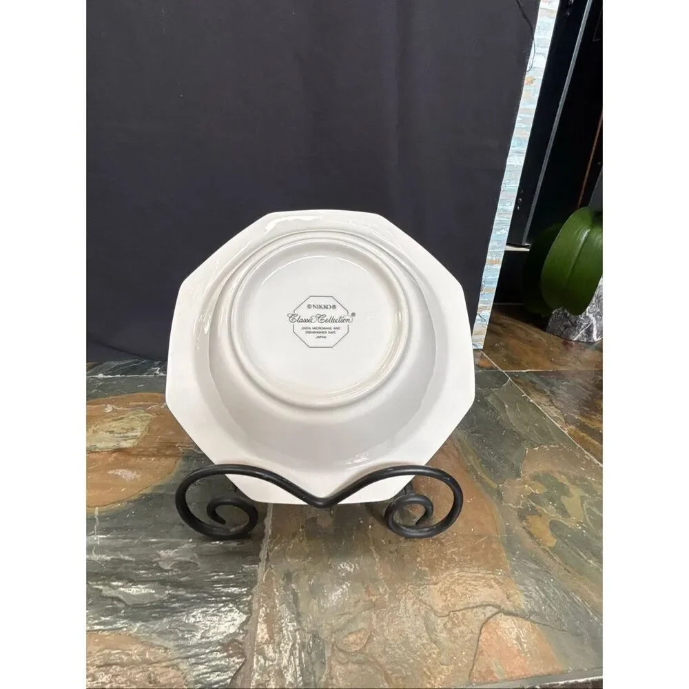Nikko Classic Collection Octagonal Porcelain Serving Bowl White Japan
